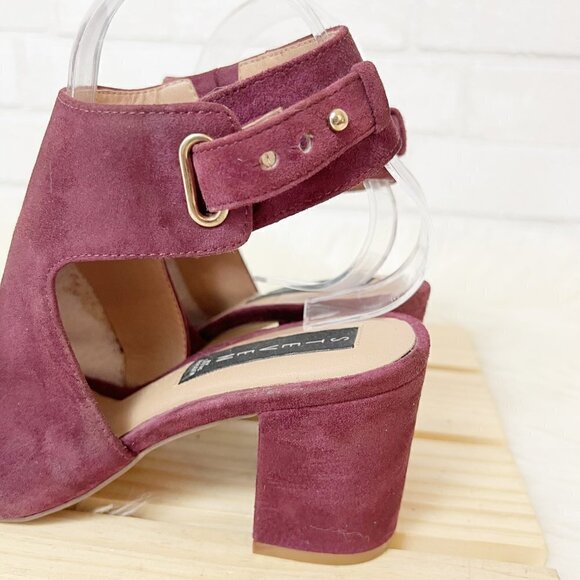 Steven by Steve Madden Venuz Peep Toe Cutout Plum Suede Sandals Size 7.5 - Picture 5 of 9